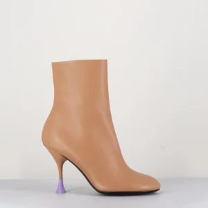 Boots en cuir beige à talon fin - LIDIA 095 BISQUIT