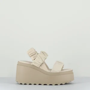 Sandales compensées en cuir élastiqué grège - 1Z5706D OSSO