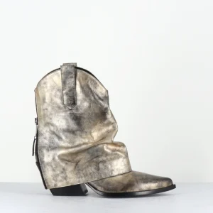 Santiag guêtre zip cuir doré patiné - E3973 MISTER ORO