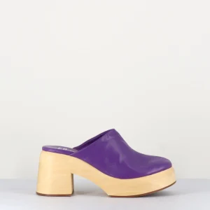 Sabot en cuir violet à plateforme - ROBERTA CLOGS PURPLE