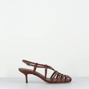 Sandales en cuir marron cage & rivets argent - ERDA NAPPA CACAO