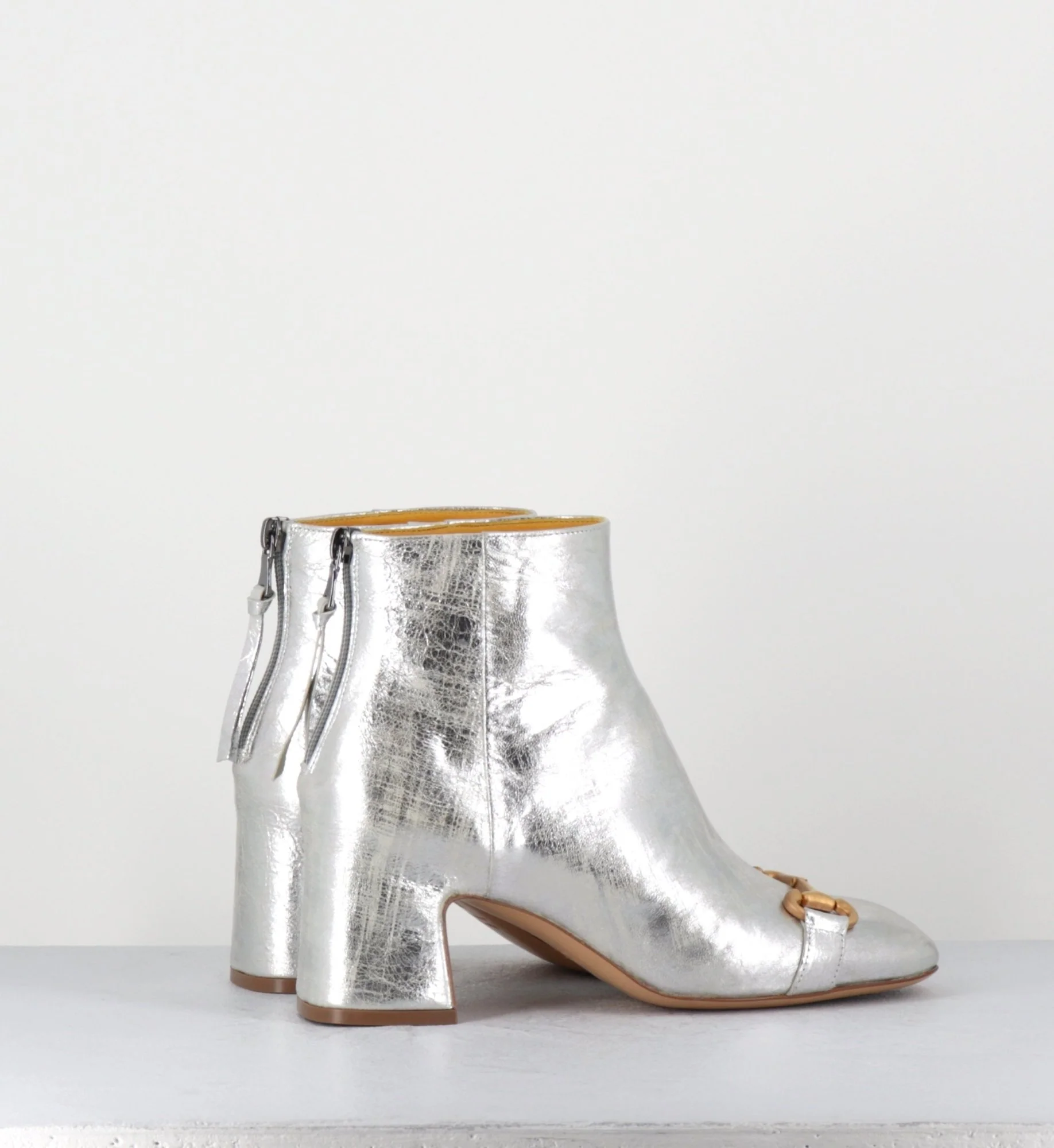 Boots 70s petit talon en cuir argent vieilli - Q199 VINTAGE SILVER – Image 9