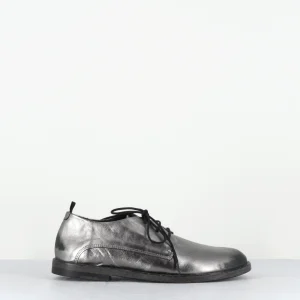 Derbies plats en cuir argent sombre brossé au noir - NOUMA CANNA DI FUCILE