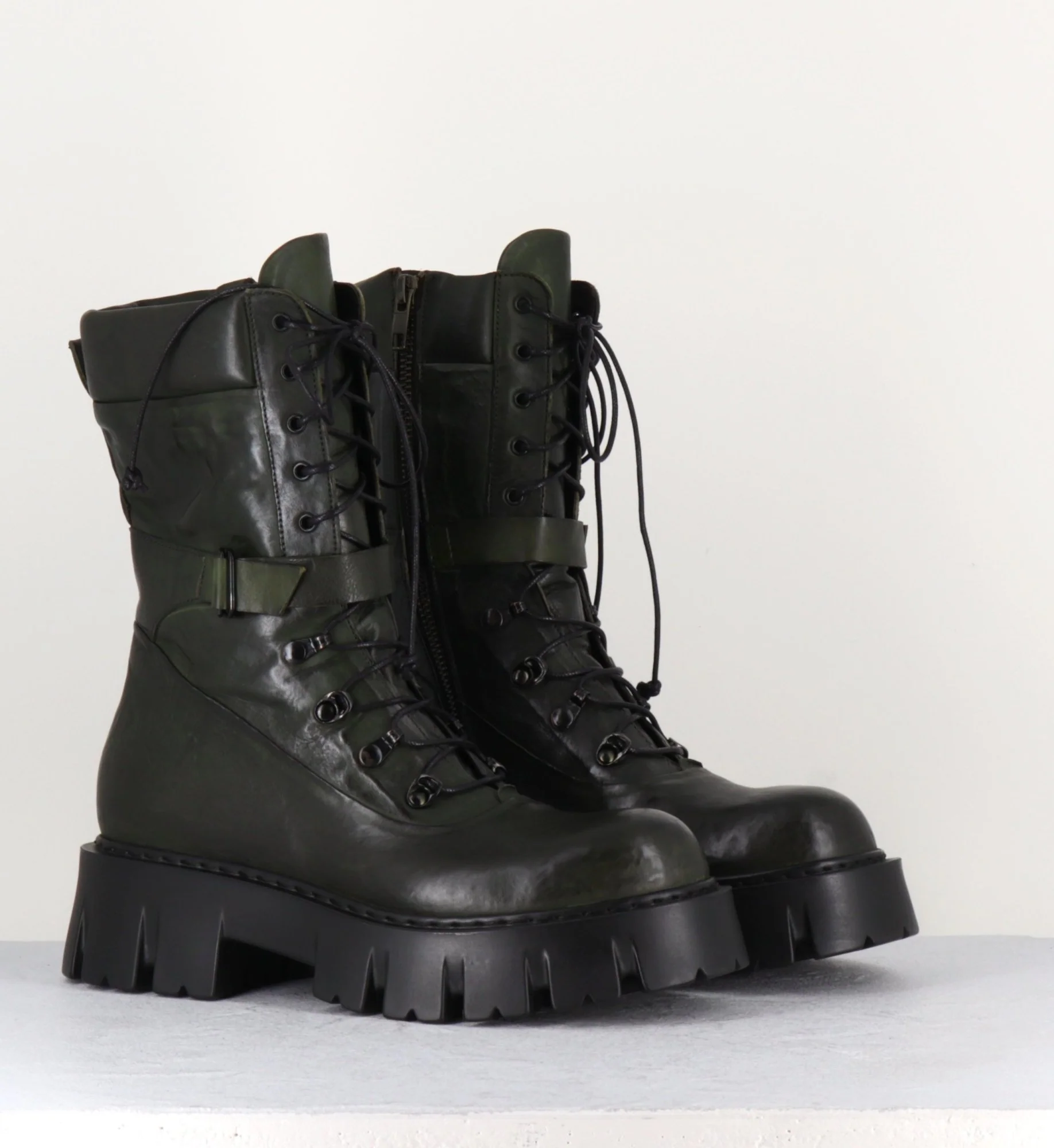 Rangers en cuir kaki souple - KFRE11652 KAKI – Image 4