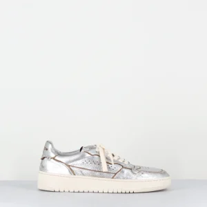 Sneakers en cuir métallisé argent brossé - HC01A LAM ARGENTO