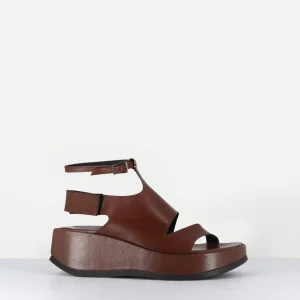 Sandales asymétriques en cuir chocolat & semelle bloc légère - GALA1 TRILL CHOCO