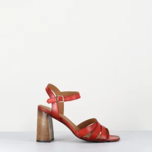 Sandales à talon haut en cuir rouge - 3169 ROSSO
