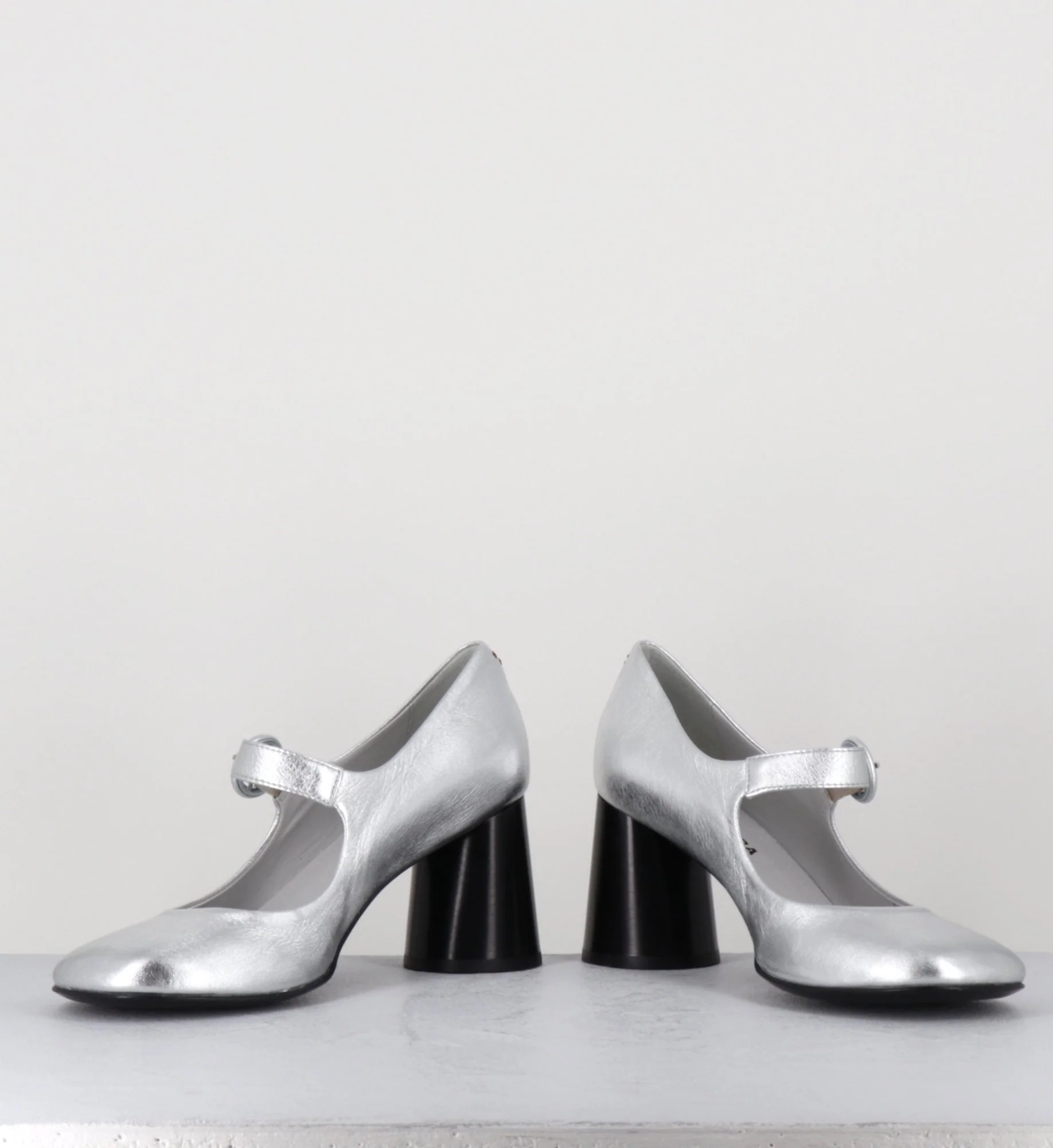 Babies rétro à talon en cuir argenté - ACE22 METAL ARGENTO – Image 8