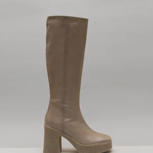 Bottes 70s en cuir vernis froissé rose poudré - 21JSM2X ROSA