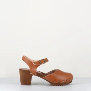 Sandales-sabots en cuir camel - 368 VEG DOE