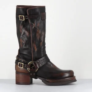 Bikers à ceinturon en cuir vieilli marron - VELVET TIGER