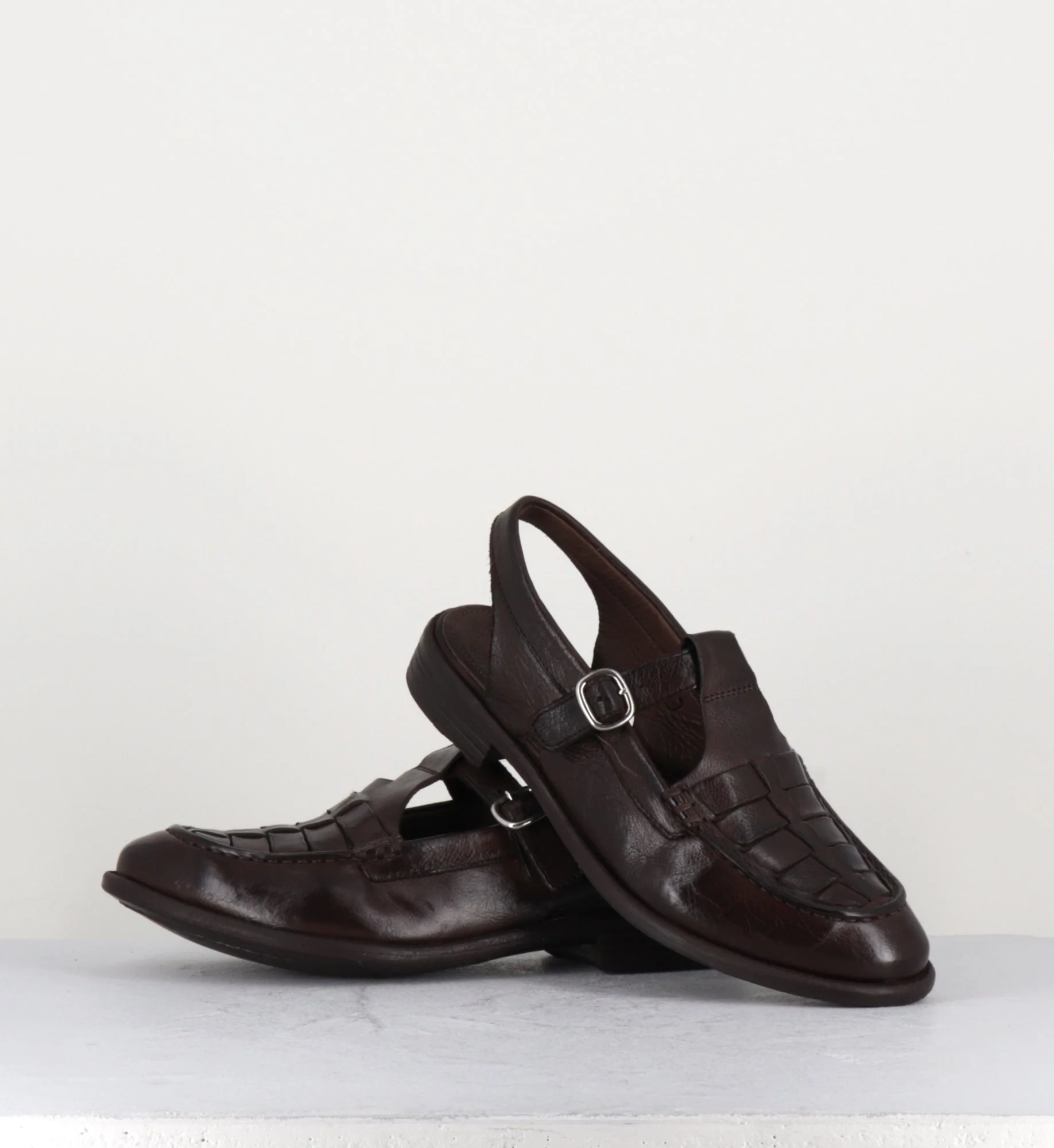 Chaussures Mary-Jane slingback en cuir marron tressé - LEX537 CORTECCIA – Image 7