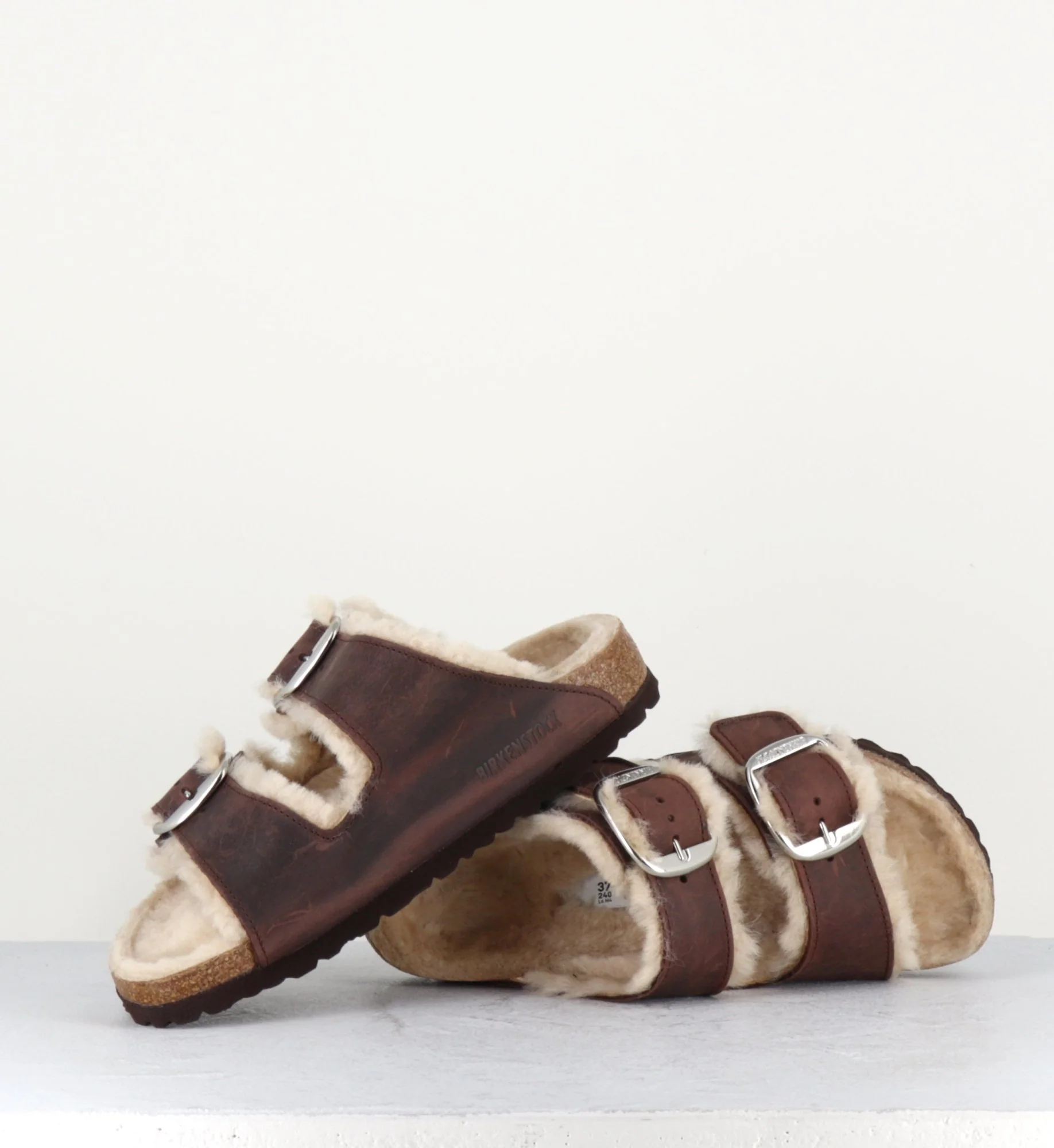 ARIZONA BIG BUCKLE CUIR MARRON FOURRÉES SHEARLING BROWN – Image 3