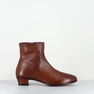 Boots en cuir camel petit talon rétro - 61768 GLAMOUR CUOIO