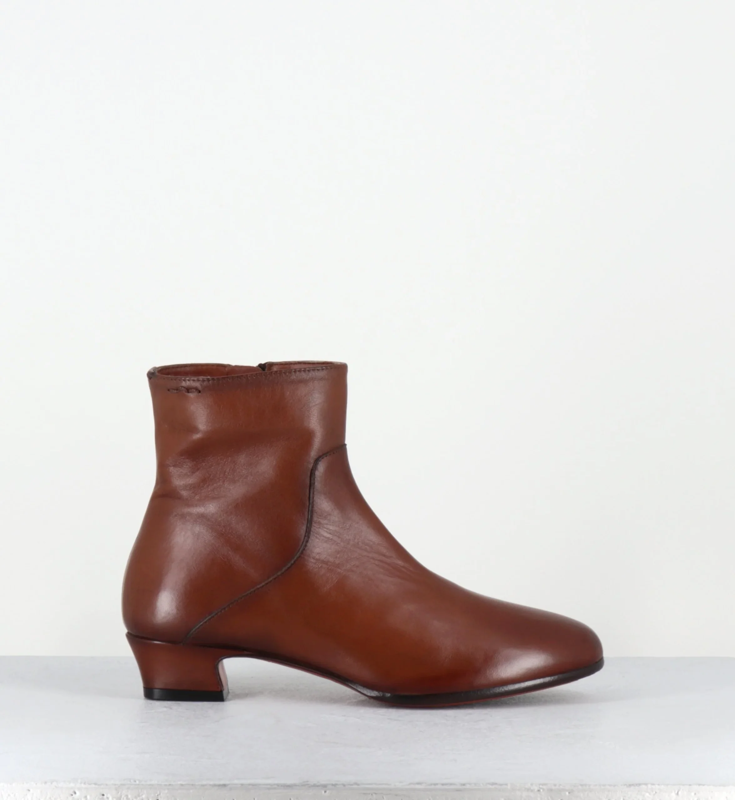Boots en cuir camel petit talon rétro - 61768 GLAMOUR CUOIO