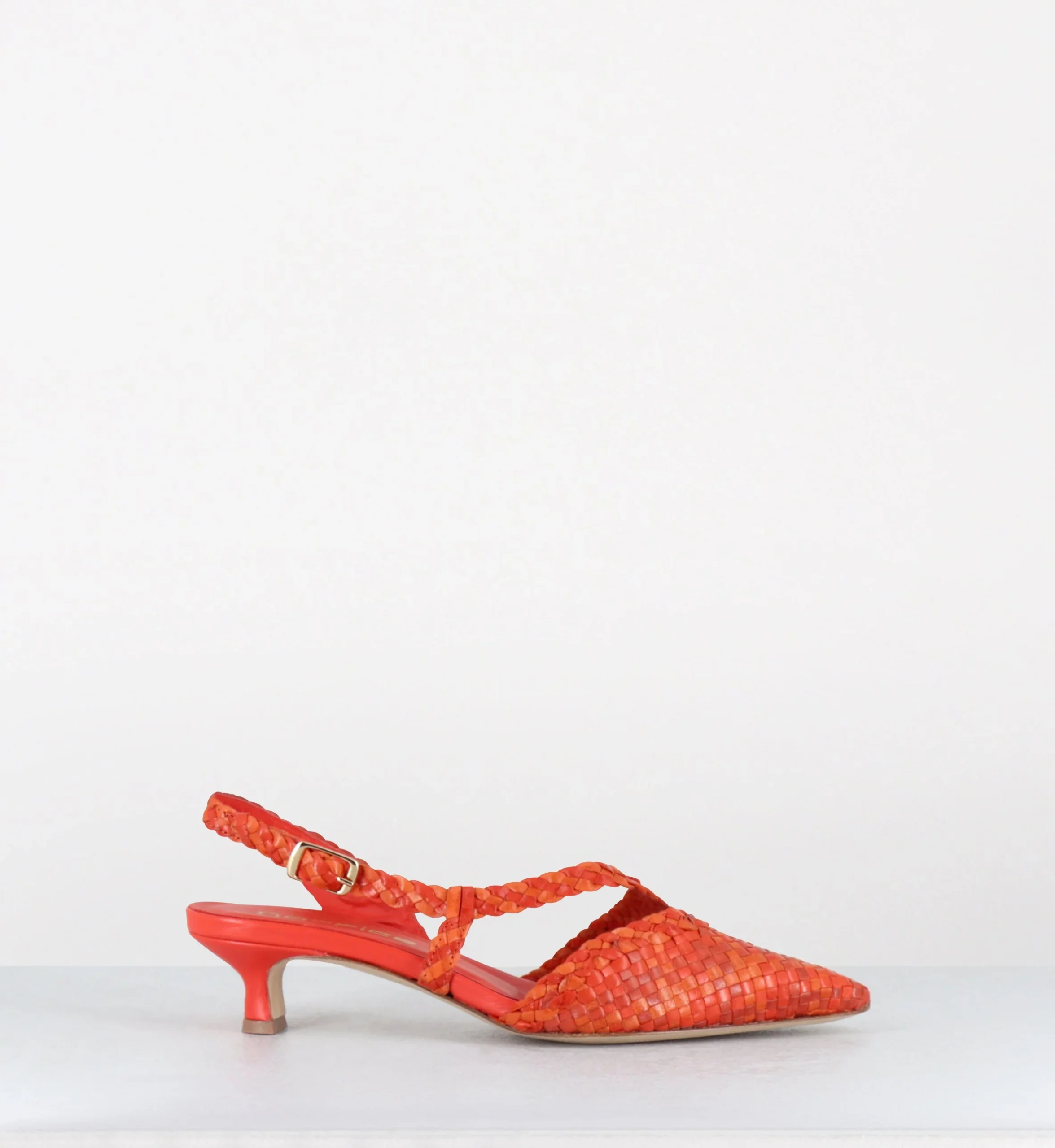 Escarpins slingback en cuir tressé orange kitten heel - BOKER BERL BRIGHT – Image 2