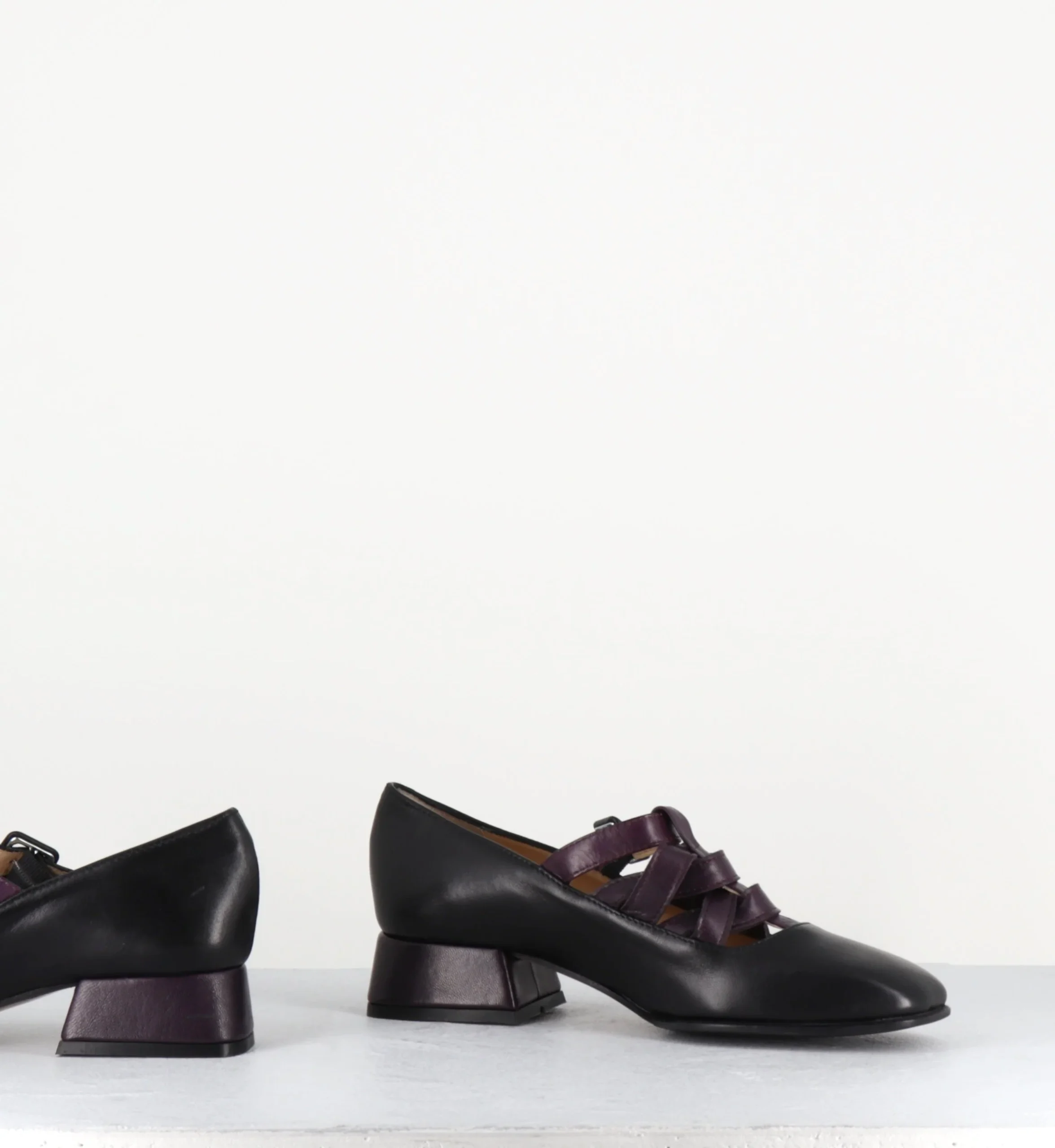 Babies rétro multi-brides en cuir prune petit talon - 5516 NERO PRUGNA – Image 5