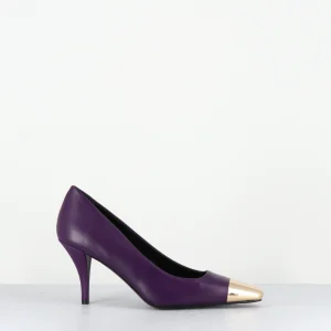 Escarpins en cuir violet talon fin bout métal or - KECHA2 NAPPA VIOLA