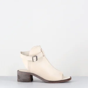 Sandales 'open-boots' en cuir blanc talon bloc - 34501G OIL BIANCO