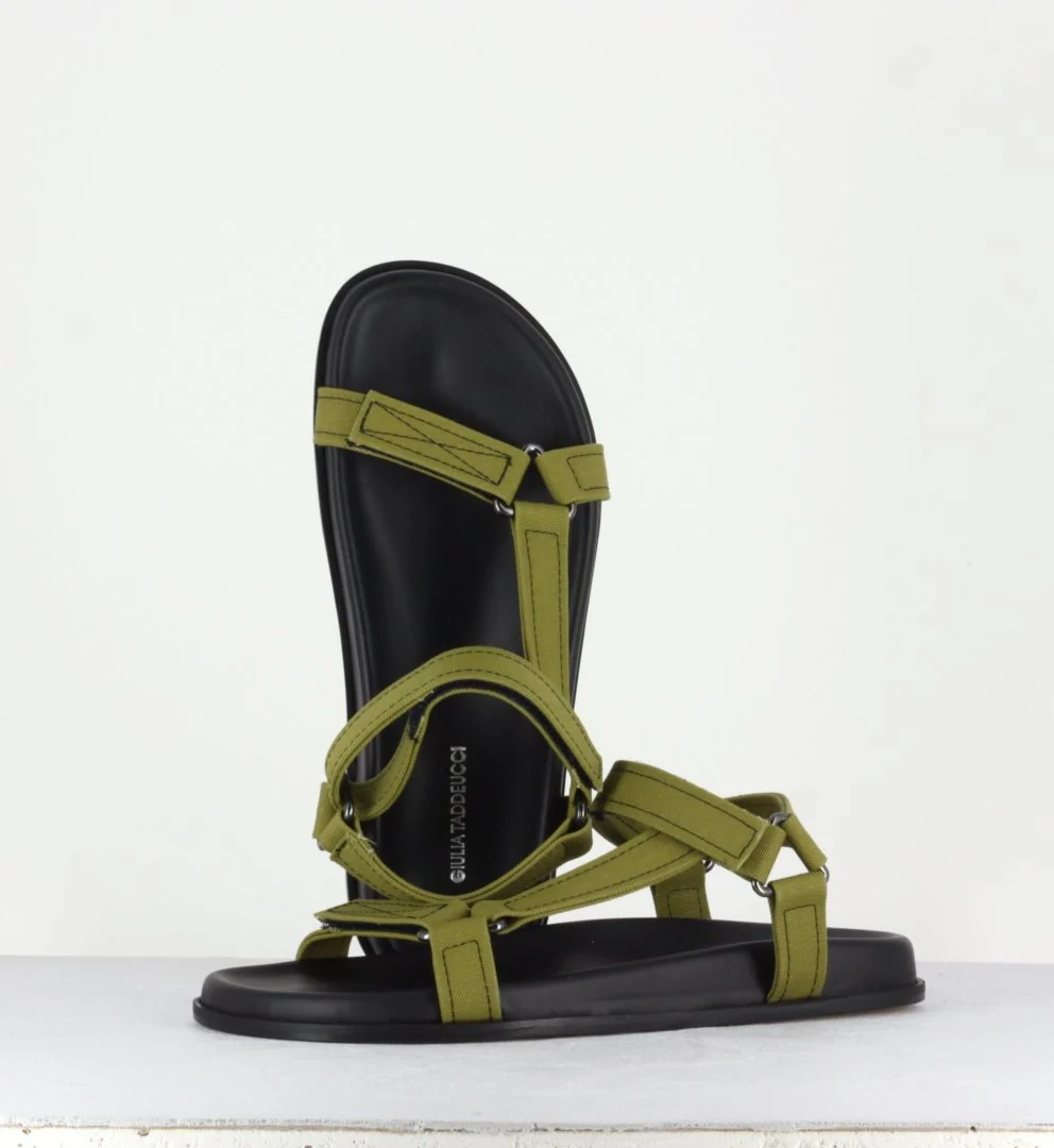 Sandales cuir et toile kaki - Giunona1 – Image 5