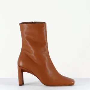 Boots bi-matière cuir lisse & cuir vernis - EKATERINA WHISKY