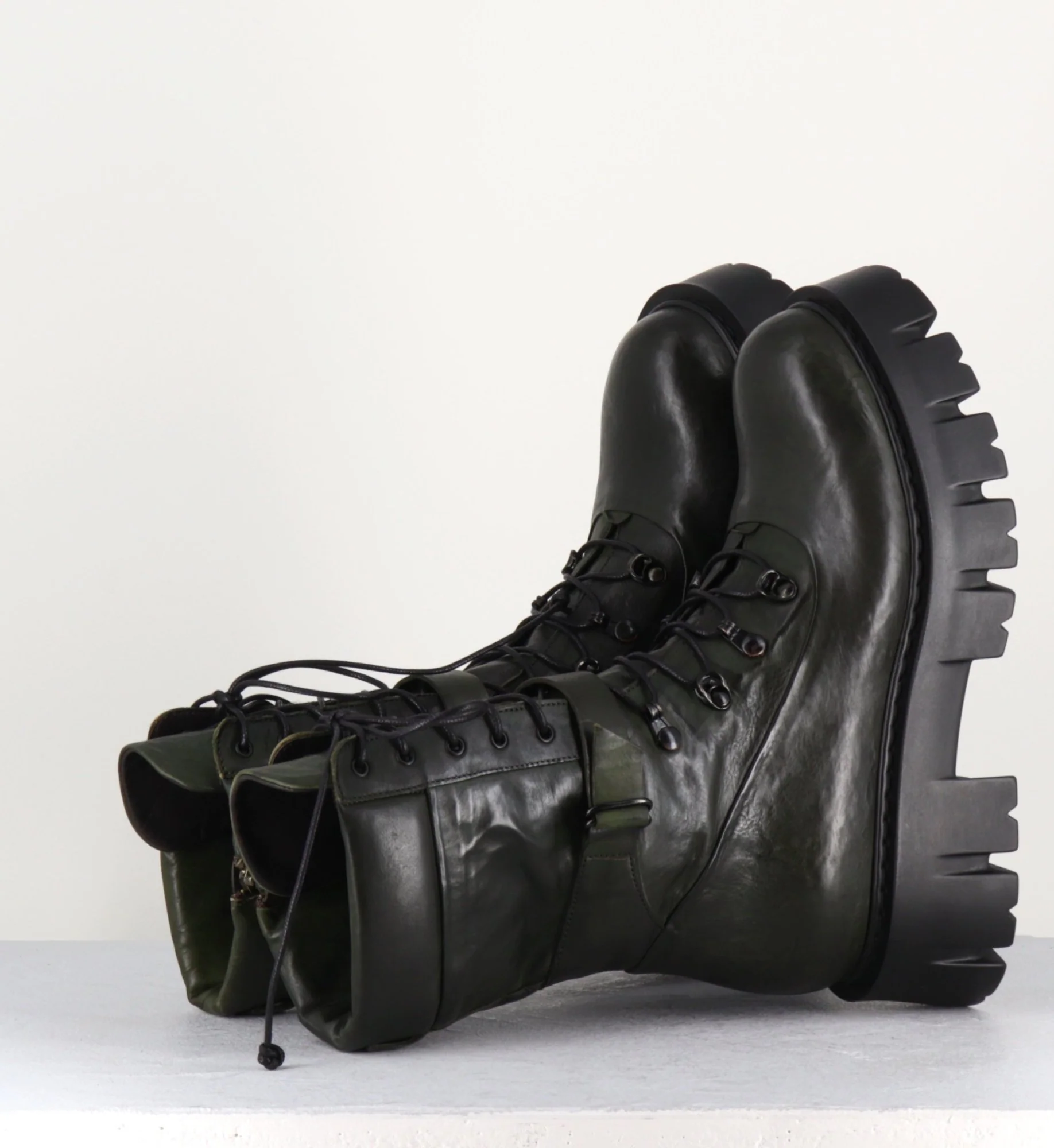 Rangers en cuir kaki souple - KFRE11652 KAKI – Image 3