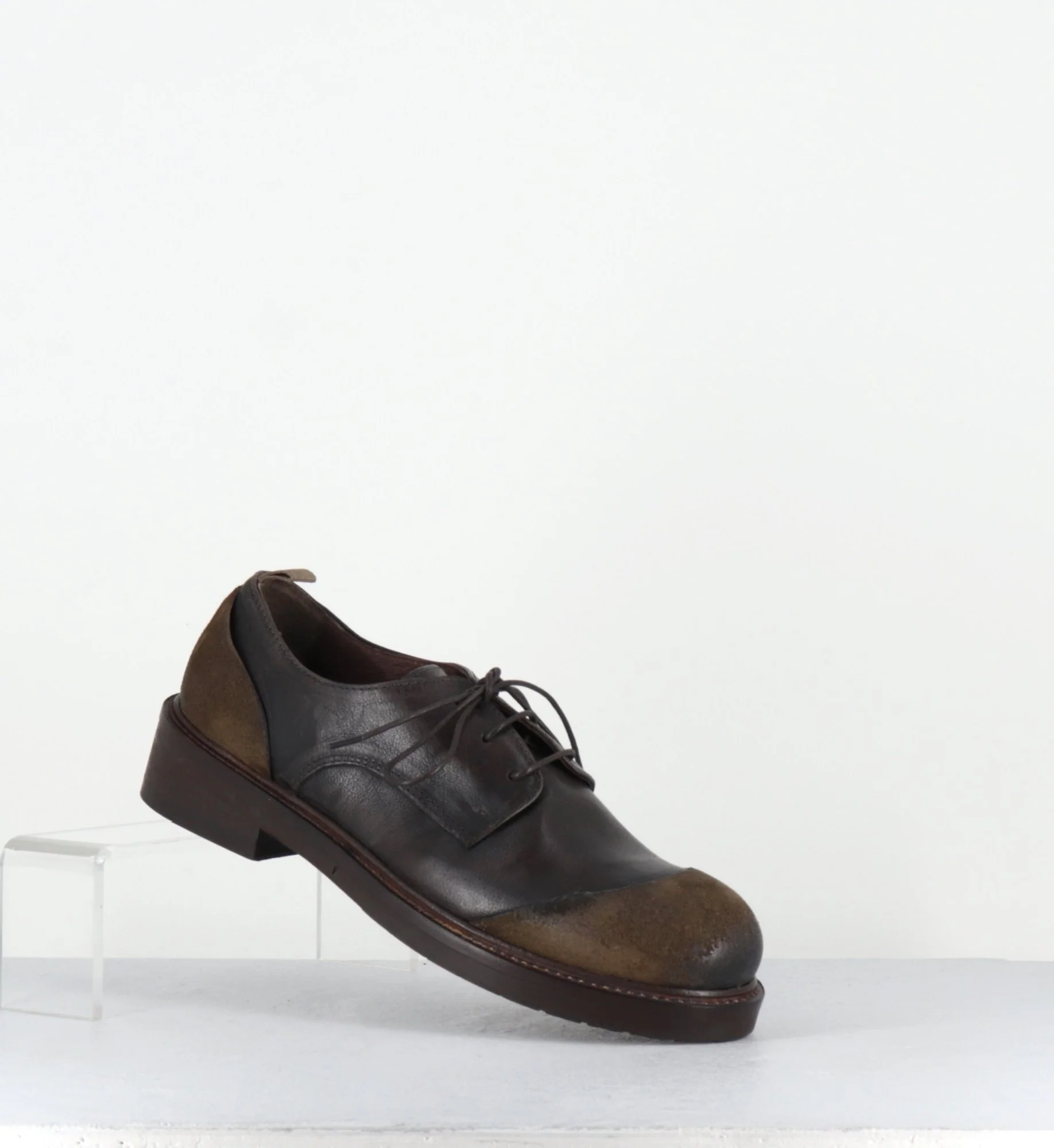 Derbies à lacets en cuir marron brossé & bout rapporté - GAMAN DAVIS MUD – Image 6