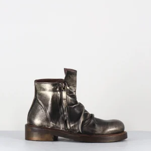 Boots en cuir métallisé doré & noir - TORIA MOUVE GOLD