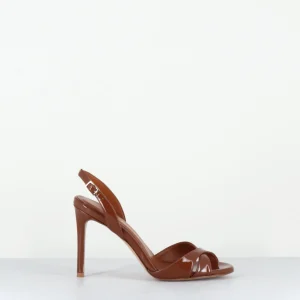 Sandales à talon en cuir vernis marron - MANOR2 VERNICE SELLA