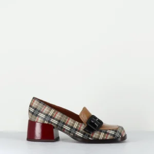 Mocassins à petit talon cuir imprimé tartan & boucle - BUCLE SCOTCH CLASSIC