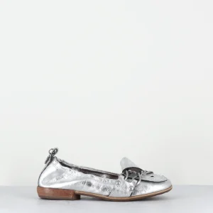 Ballerines en cuir argent et ceinturon métallique - B59107 ARGENTO