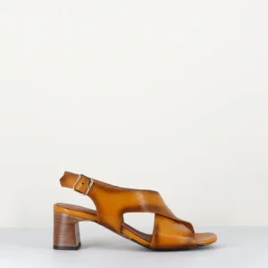 Sandales en cuir jaune petit talon - 3188 NAPOLI