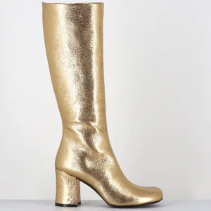 Bottes 60s en cuir métallisé cotte de maille doré - AH2983 DIAMANTE ORO