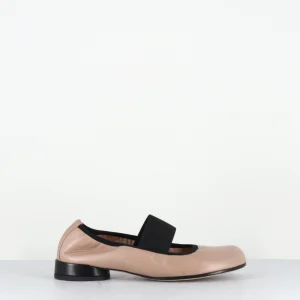 Ballerines petit talon & élastique en cuir nude et noir - LAZI CLOE SAND