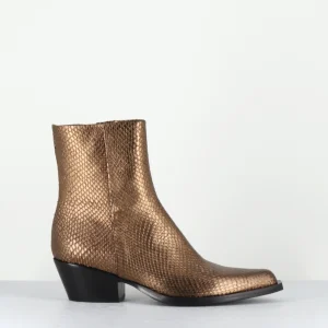 Santiags en cuir effet serpent doré - SEBERO PITON OLD GOLD