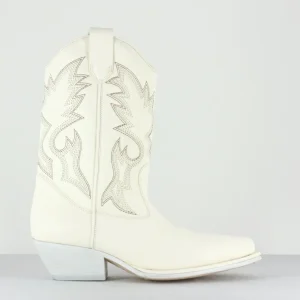 Santiags blanches avec broderies - 8454D