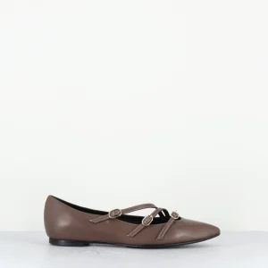 Ballerines multi-brides en cuir taupe - LINER BERLINO TAUPE