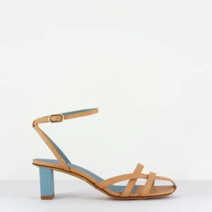 Sandales multi-brides bicolores - Mia Caramel