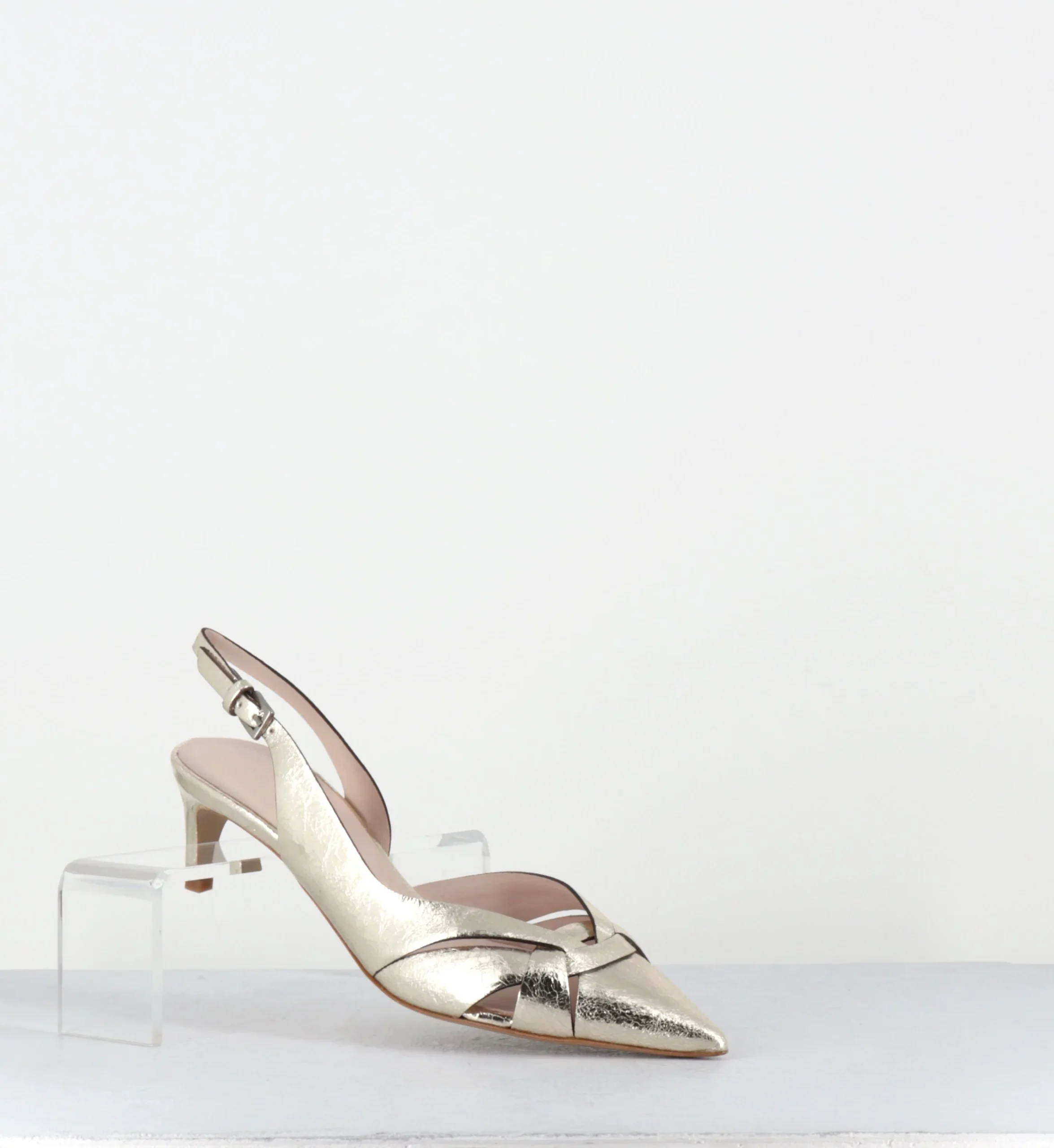 Escarpins slingback pointu petit talon métallisé doré - 11702 CRAK PIRITE – Image 5