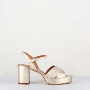 Sandales en cuir souple métallisé champagne - JULIA23 PLATINO