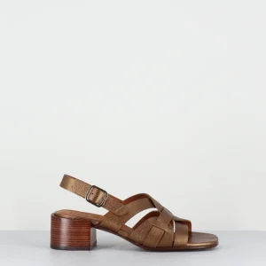 Sandales petit talon en cuir métallisé bronze - QUORI KASHU BRONCE