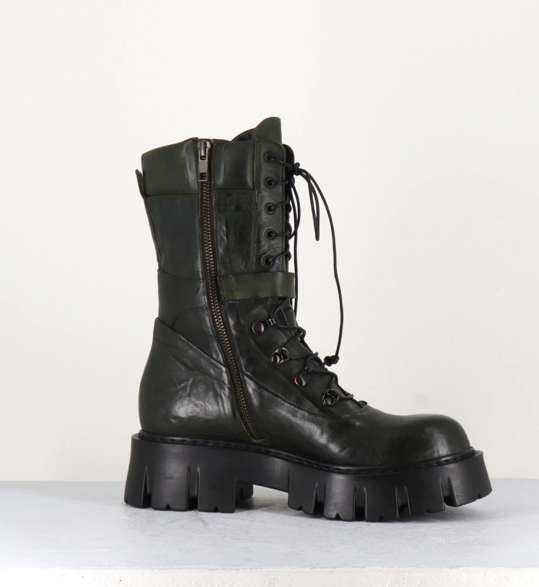 Rangers en cuir kaki souple - KFRE11652 KAKI – Image 8