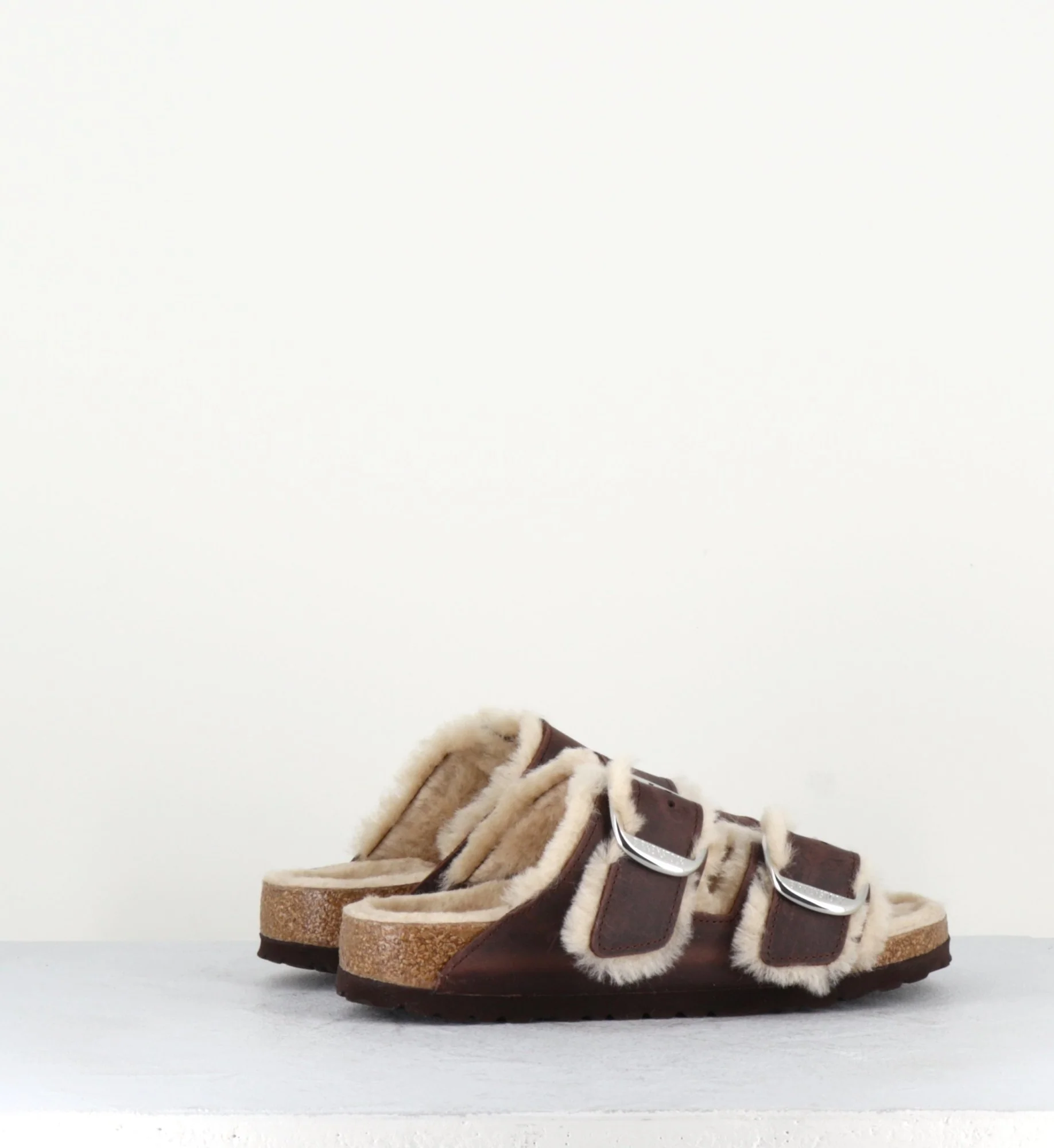 ARIZONA BIG BUCKLE CUIR MARRON FOURRÉES SHEARLING BROWN – Image 6