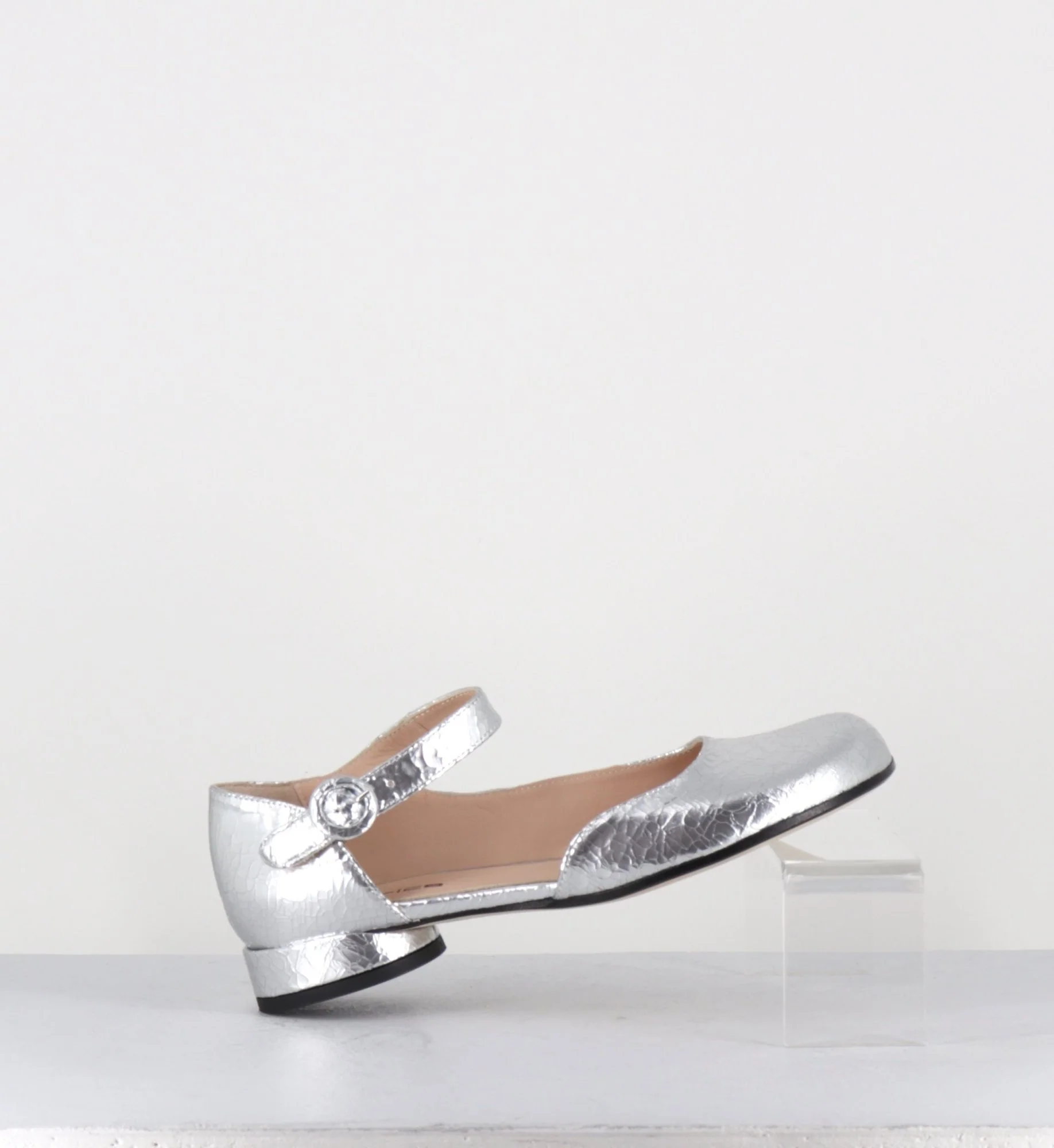 Babies asymétrique petit talon cuir craquelé argent - MANI24 CRAK ARGENTO – Image 7